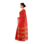 Women's Kota Doria Cotton Saree With Blouse (Red,6-3 Mtrs) - Image 3