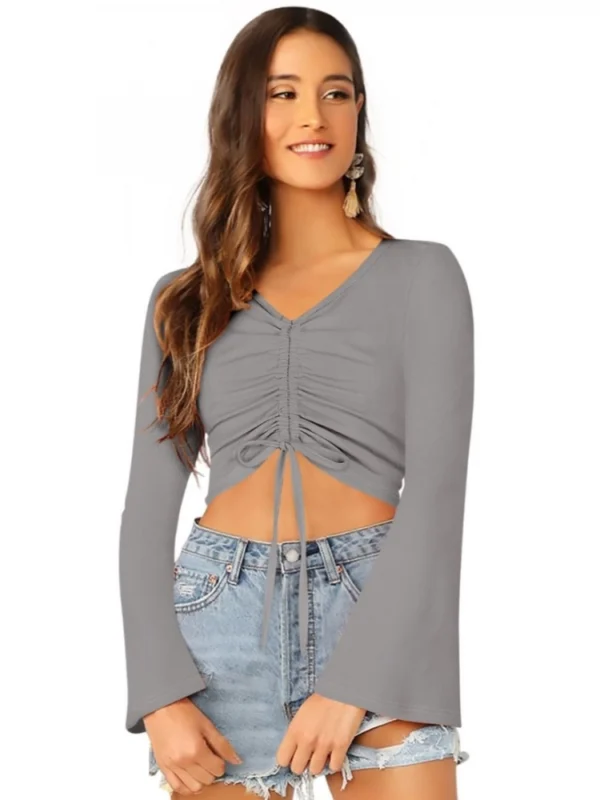 Women's 95% Polyester 5% Spandex Western Wear Tops (Grey)