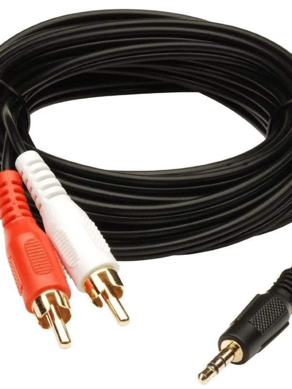 3.5mm Stereo Audio Male to 2RCA Male EP to 2RCA 3 Yards Connects Mobile and Home Theatre (Black)