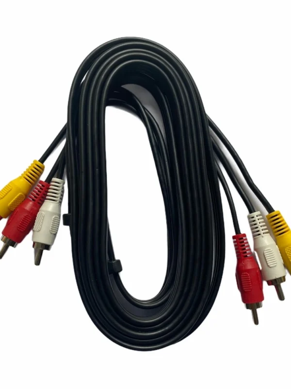 3RCA Male to 3RCA Male Audio Video Cable 3 Yards Compatible for TV, LCD, LED, DTH, DVD, VCR (Black)