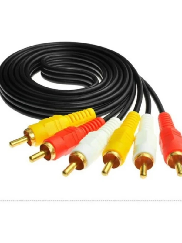 3RCA Male to 3RCA Male Audio Video Cable 1.5 Yards Compatible for TV, LCD, LED, DTH, DVD, VCR (Black)