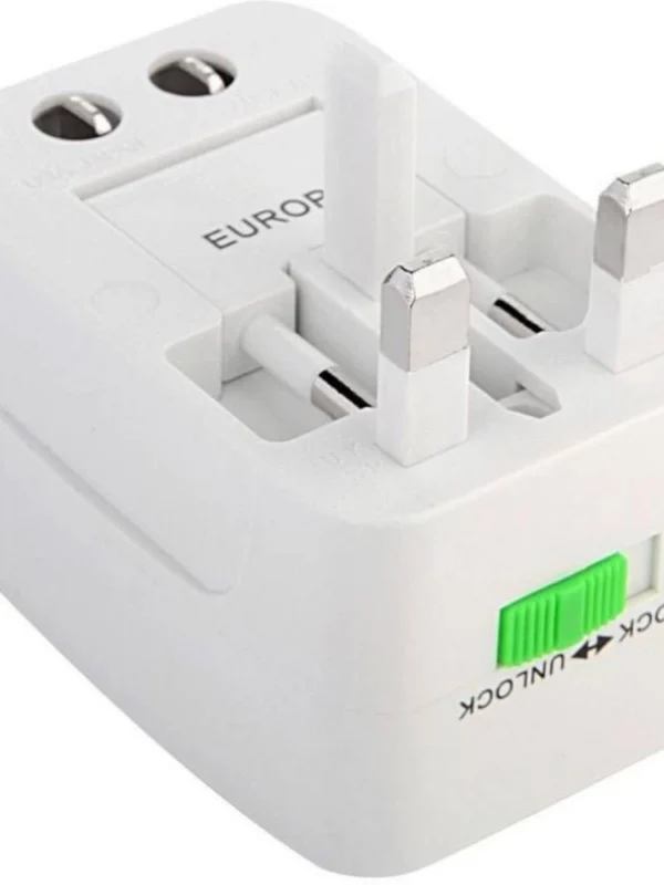 Universal Travel Adapter with 125V 6A, 250V Surge_Spike Protected Electrical Plug White (White)