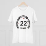 Men's PC Cotton 22nd Anniversary Printed T Shirt (Color: White, Thread Count: 180GSM) - Image 3