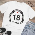 Men's PC Cotton 18th Anniversary Printed T Shirt (Color: White, Thread Count: 180GSM) - Image 4