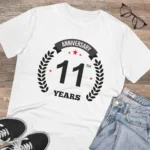 Men's PC Cotton 11th Anniversary Printed T Shirt (Color: White, Thread Count: 180GSM) - Image 4