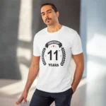 Men's PC Cotton 11th Anniversary Printed T Shirt (Color: White, Thread Count: 180GSM) - Image 6