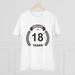 Men's PC Cotton 18th Anniversary Printed T Shirt (Color: White, Thread Count: 180GSM) - Image 3
