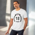Men's PC Cotton 18th Anniversary Printed T Shirt (Color: White, Thread Count: 180GSM) - Image 6