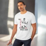 Men's PC Cotton Cricket Design Printed T Shirt (Color: White, Thread Count: 180GSM) - Image 6