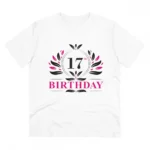Men's PC Cotton 17th Birthday Printed T Shirt (Color: White, Thread Count: 180GSM)