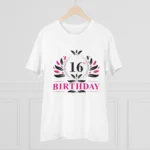 Men's PC Cotton 16th Birthday Printed T Shirt (Color: White, Thread Count: 180GSM) - Image 3