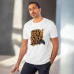 Men's PC Cotton Explore The Unseen Printed T Shirt (Color: White, Thread Count: 180GSM) - Image 6