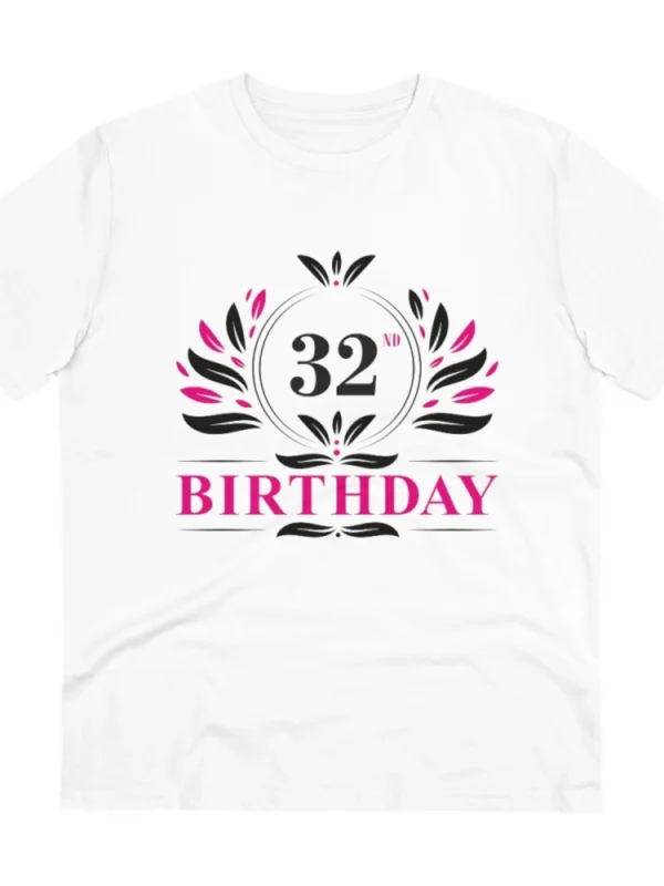 Men's PC Cotton 32nd Birthday Printed T Shirt (Color: White, Thread Count: 180GSM)