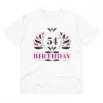 Men's PC Cotton 54th Birthday Printed T Shirt (Color: White, Thread Count: 180GSM)