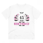 Men's PC Cotton 45th Birthday Printed T Shirt (Color: White, Thread Count: 180GSM)