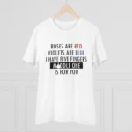 Men's PC Cotton Roses Are Red Printed T Shirt (Color: White, Thread Count: 180GSM) - Image 3