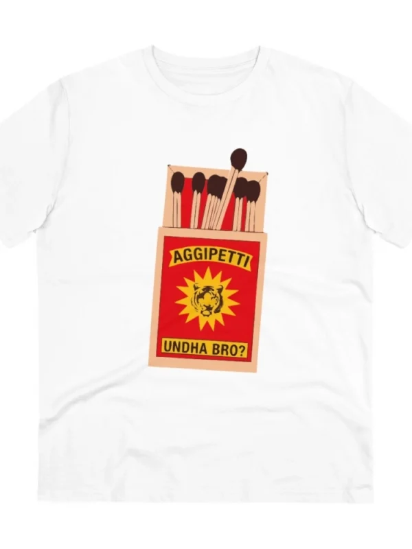Men's PC Cotton Telugu Desing Printed T Shirt (Color: White, Thread Count: 180GSM)
