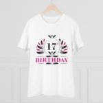 Men's PC Cotton 17th Birthday Printed T Shirt (Color: White, Thread Count: 180GSM) - Image 3