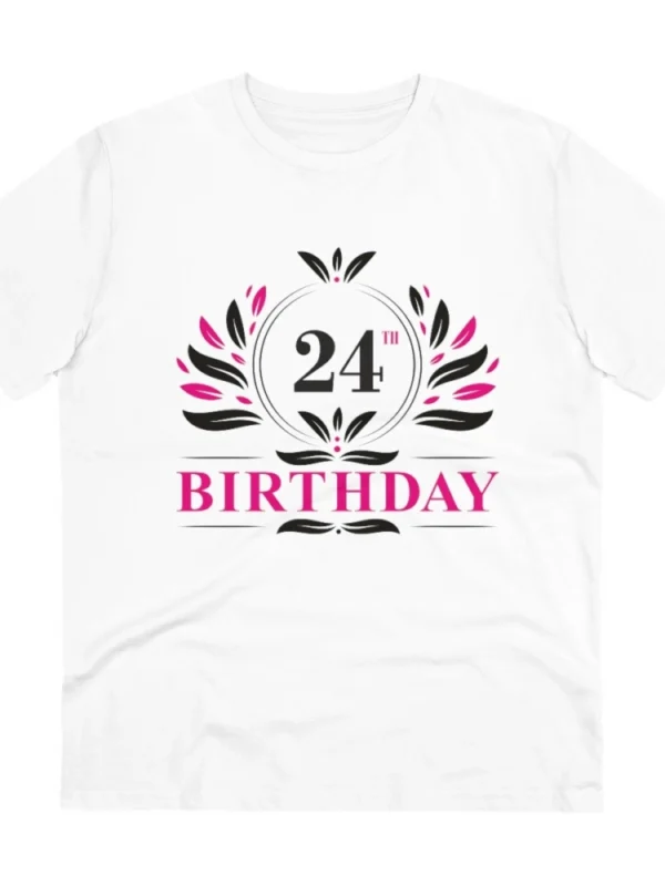 Men's PC Cotton 24th Birthday Printed T Shirt (Color: White, Thread Count: 180GSM)