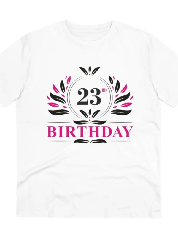 Men's PC Cotton 23rd Birthday Printed T Shirt (Color: White, Thread Count: 180GSM)