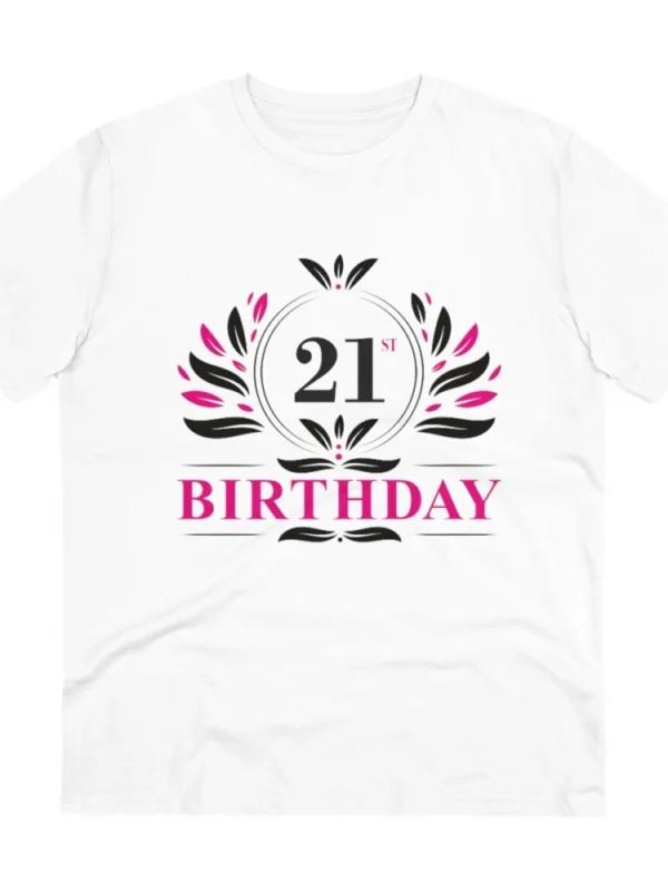 Men's PC Cotton 21st Birthday Printed T Shirt (Color: White, Thread Count: 180GSM)