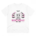 Men's PC Cotton 15th Birthday Printed T Shirt (Color: White, Thread Count: 180GSM)