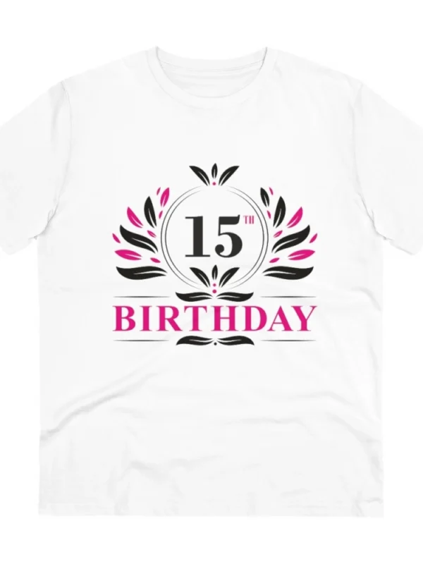 Men's PC Cotton 15th Birthday Printed T Shirt (Color: White, Thread Count: 180GSM)