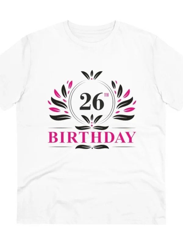 Men's PC Cotton 26th Birthday Printed T Shirt (Color: White, Thread Count: 180GSM)