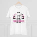 Men's PC Cotton 23rd Birthday Printed T Shirt (Color: White, Thread Count: 180GSM) - Image 3