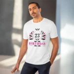Men's PC Cotton 23rd Birthday Printed T Shirt (Color: White, Thread Count: 180GSM) - Image 6
