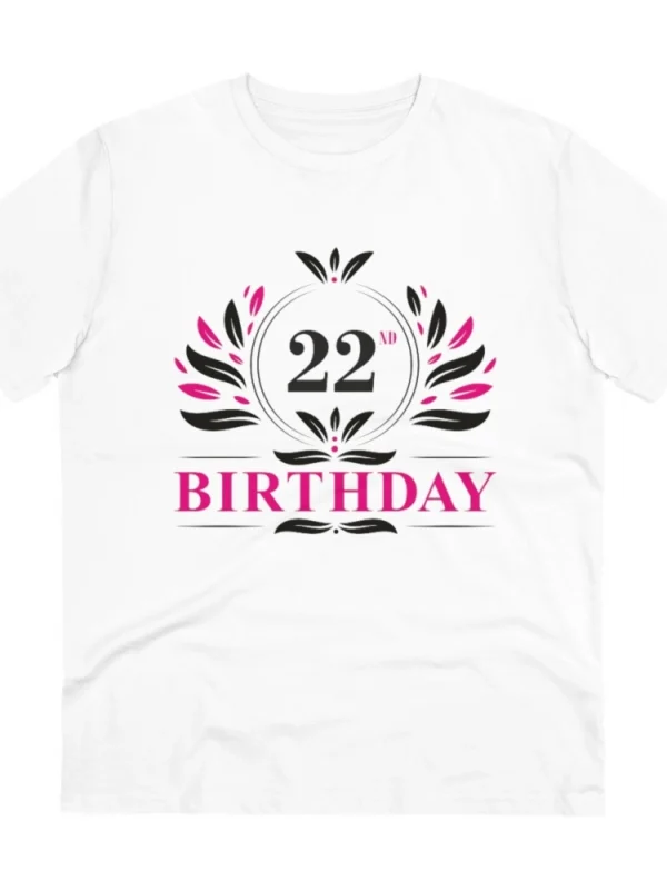 Men's PC Cotton 22nd Birthday Printed T Shirt (Color: White, Thread Count: 180GSM)