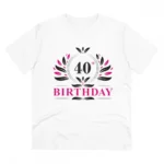 Men's PC Cotton 40th Birthday Printed T Shirt (Color: White, Thread Count: 180GSM)