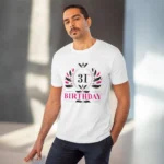 Men's PC Cotton 31st Birthday Printed T Shirt (Color: White, Thread Count: 180GSM) - Image 6