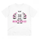 Men's PC Cotton 31st Birthday Printed T Shirt (Color: White, Thread Count: 180GSM)