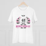 Men's PC Cotton 48th Birthday Printed T Shirt (Color: White, Thread Count: 180GSM) - Image 3