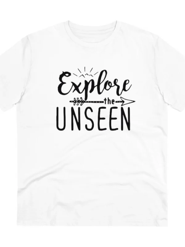 Men's PC Cotton Explore The Unseen Printed T Shirt (Color: White, Thread Count: 180GSM)
