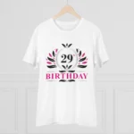 Men's PC Cotton 29th Birthday Printed T Shirt (Color: White, Thread Count: 180GSM) - Image 3