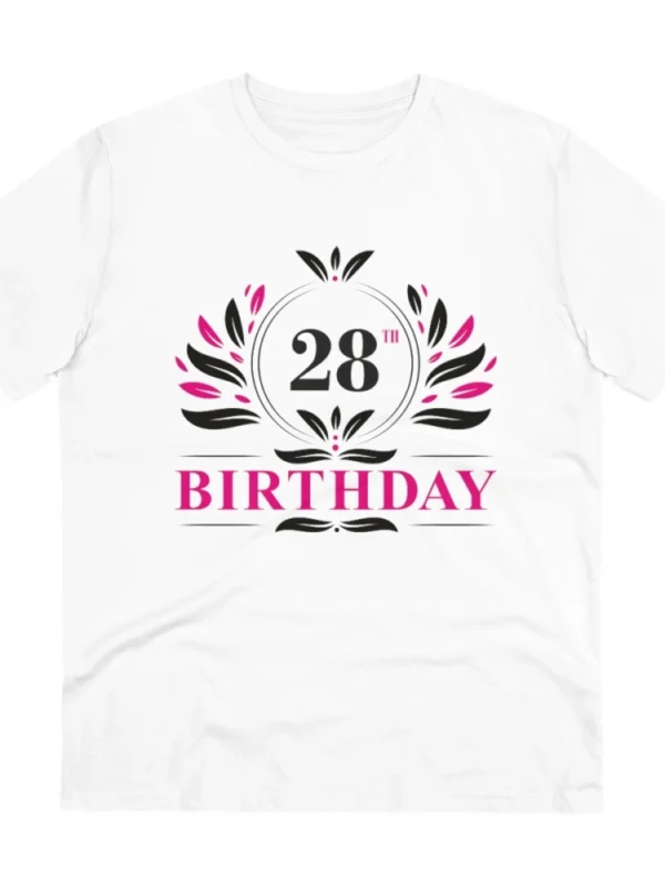 Men's PC Cotton 28th Birthday Printed T Shirt (Color: White, Thread Count: 180GSM)