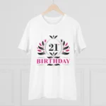 Men's PC Cotton 21st Birthday Printed T Shirt (Color: White, Thread Count: 180GSM) - Image 3