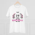 Men's PC Cotton 19th Birthday Printed T Shirt (Color: White, Thread Count: 180GSM) - Image 3