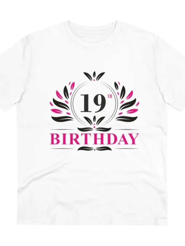 Men's PC Cotton 19th Birthday Printed T Shirt (Color: White, Thread Count: 180GSM)