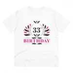 Men's PC Cotton 33rd Birthday Printed T Shirt (Color: White, Thread Count: 180GSM)