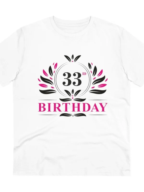 Men's PC Cotton 33rd Birthday Printed T Shirt (Color: White, Thread Count: 180GSM)