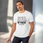 Men's PC Cotton Roses Are Red Printed T Shirt (Color: White, Thread Count: 180GSM) - Image 6