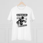Men's PC Cotton Gym No Pain No Gain Never Give Up Printed T Shirt (Color: White, Thread Count: 180GSM) - Image 3