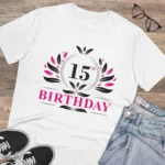 Men's PC Cotton 15th Birthday Printed T Shirt (Color: White, Thread Count: 180GSM) - Image 4