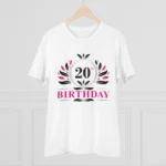 Men's PC Cotton 20th Birthday Printed T Shirt (Color: White, Thread Count: 180GSM) - Image 3