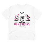 Men's PC Cotton 20th Birthday Printed T Shirt (Color: White, Thread Count: 180GSM)