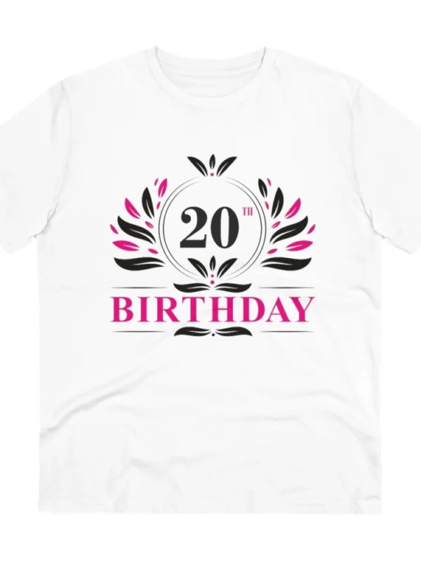 Men's PC Cotton 20th Birthday Printed T Shirt (Color: White, Thread Count: 180GSM)
