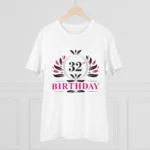 Men's PC Cotton 32nd Birthday Printed T Shirt (Color: White, Thread Count: 180GSM) - Image 3